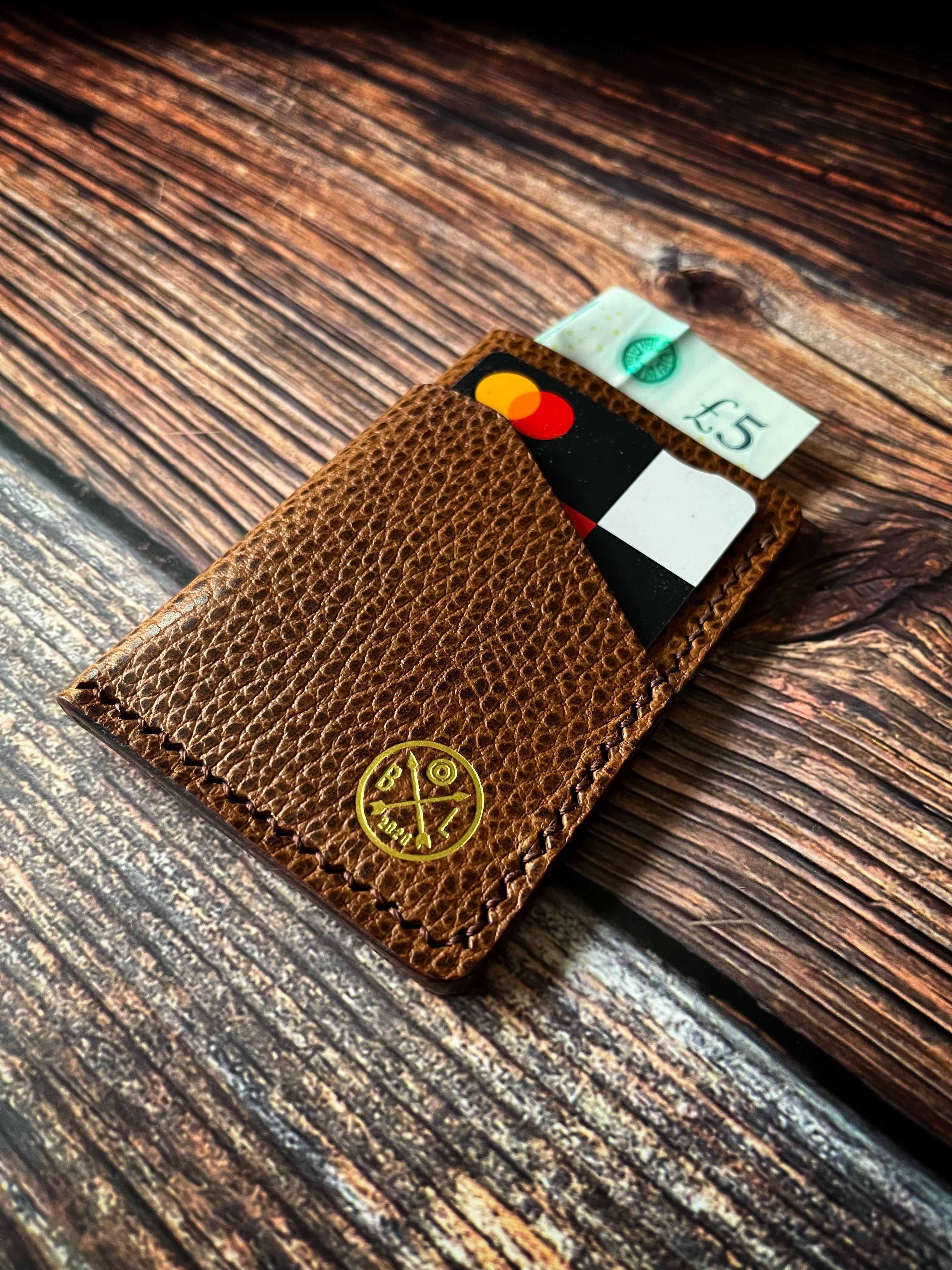 "Altham" Handmade Minimalistic Wallet/Card Holder in Cognac Dollaro Leather.