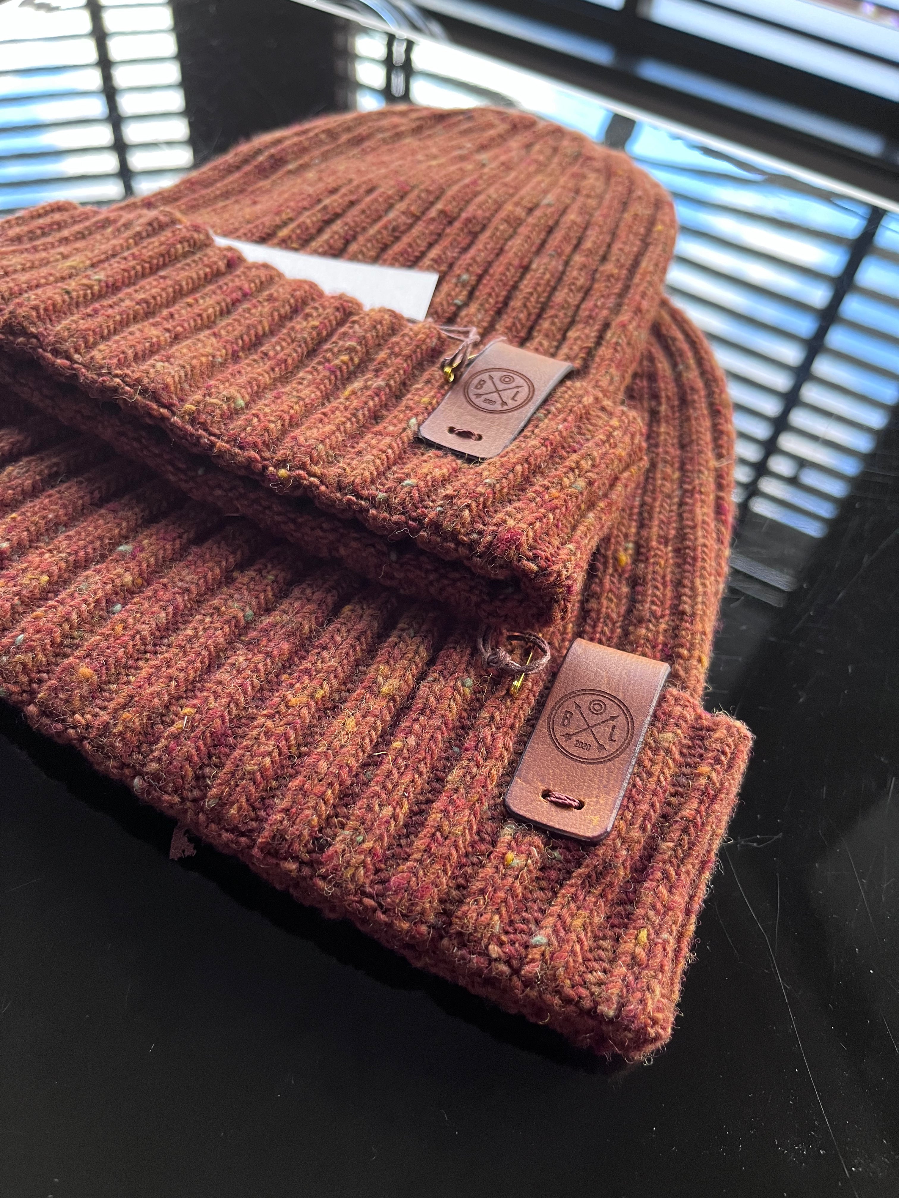 Unisex Bowland Donegal Wool Beanie | Rust Red