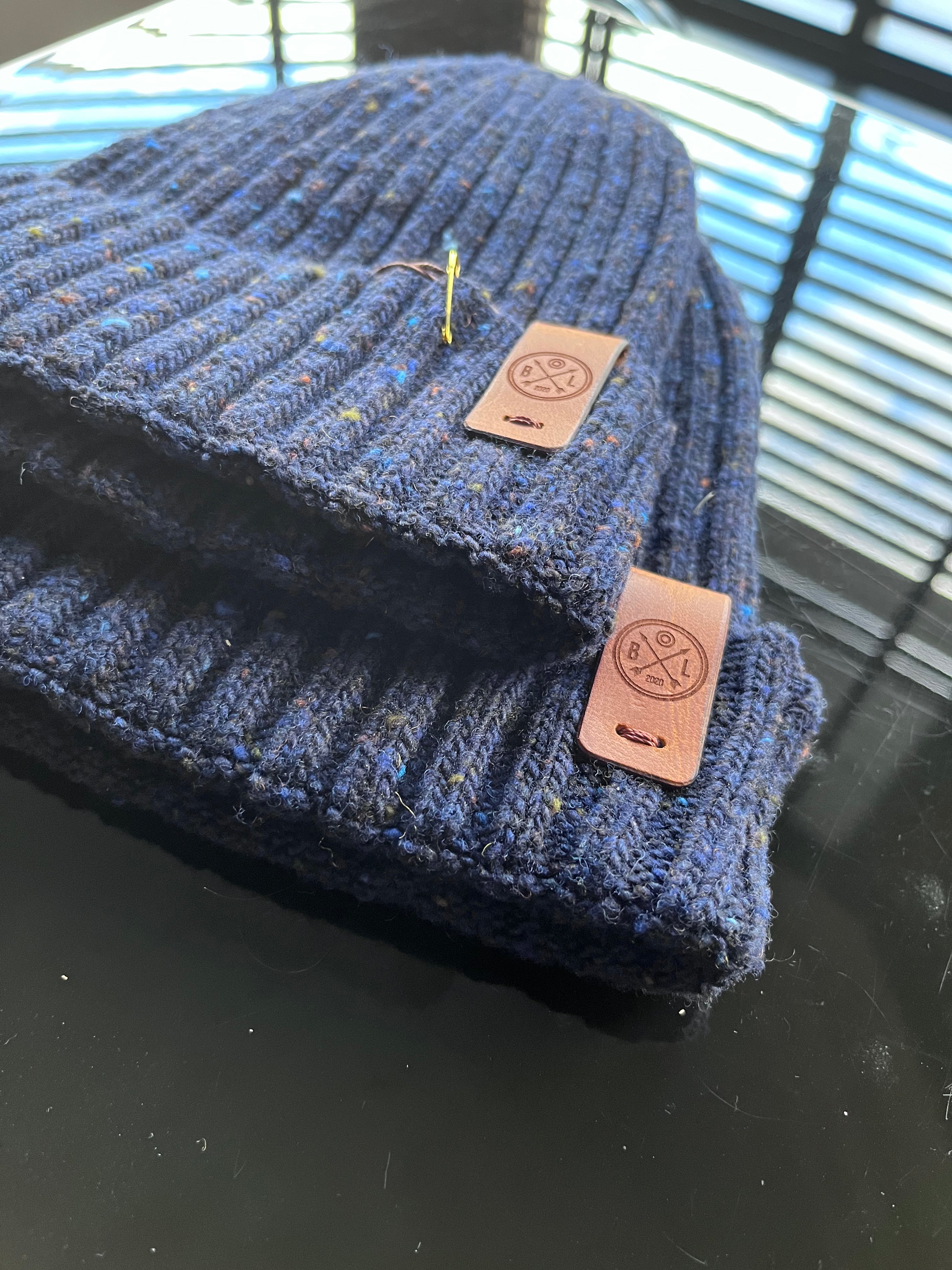 Unisex Bowland Donegal Wool Beanie | Navy Blue