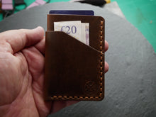 Load image into Gallery viewer, &quot;Altham&quot; Handmade Minimalistic Wallet/Card Holder in Chocolate &quot;Lyveden&quot; Leather with Amber Glow Thread
