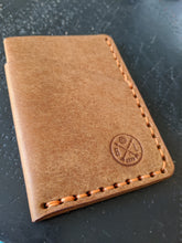 Load image into Gallery viewer, &quot;Altham&quot; Handmade Minimalistic Wallet/Card Holder in Cognac &quot;Pueblo&quot; Italian Vegtan Leather with Orange Thread
