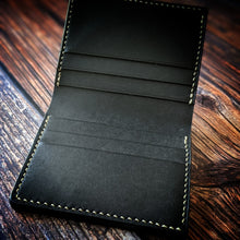 Load image into Gallery viewer, &quot;Roughlee&quot; Handmade Leather Wallet in Black Pueblo Italian Leather.

