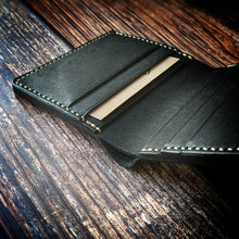 Load image into Gallery viewer, &quot;Roughlee&quot; Handmade Leather Wallet in Black Pueblo Italian Leather.
