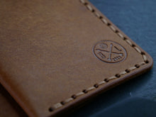 Load image into Gallery viewer, &quot;Altham&quot; Handmade Minimalistic Wallet/Card Holder in Cognac &quot;Pueblo&quot; Italian Vegtan Leather with Orange Thread
