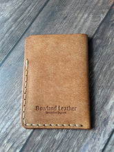 Load image into Gallery viewer, &quot;Coppice&quot; Minimalistic Wallet/Card Holder in Cognac &quot;Pueblo&quot; Leather with AmberGlow thread
