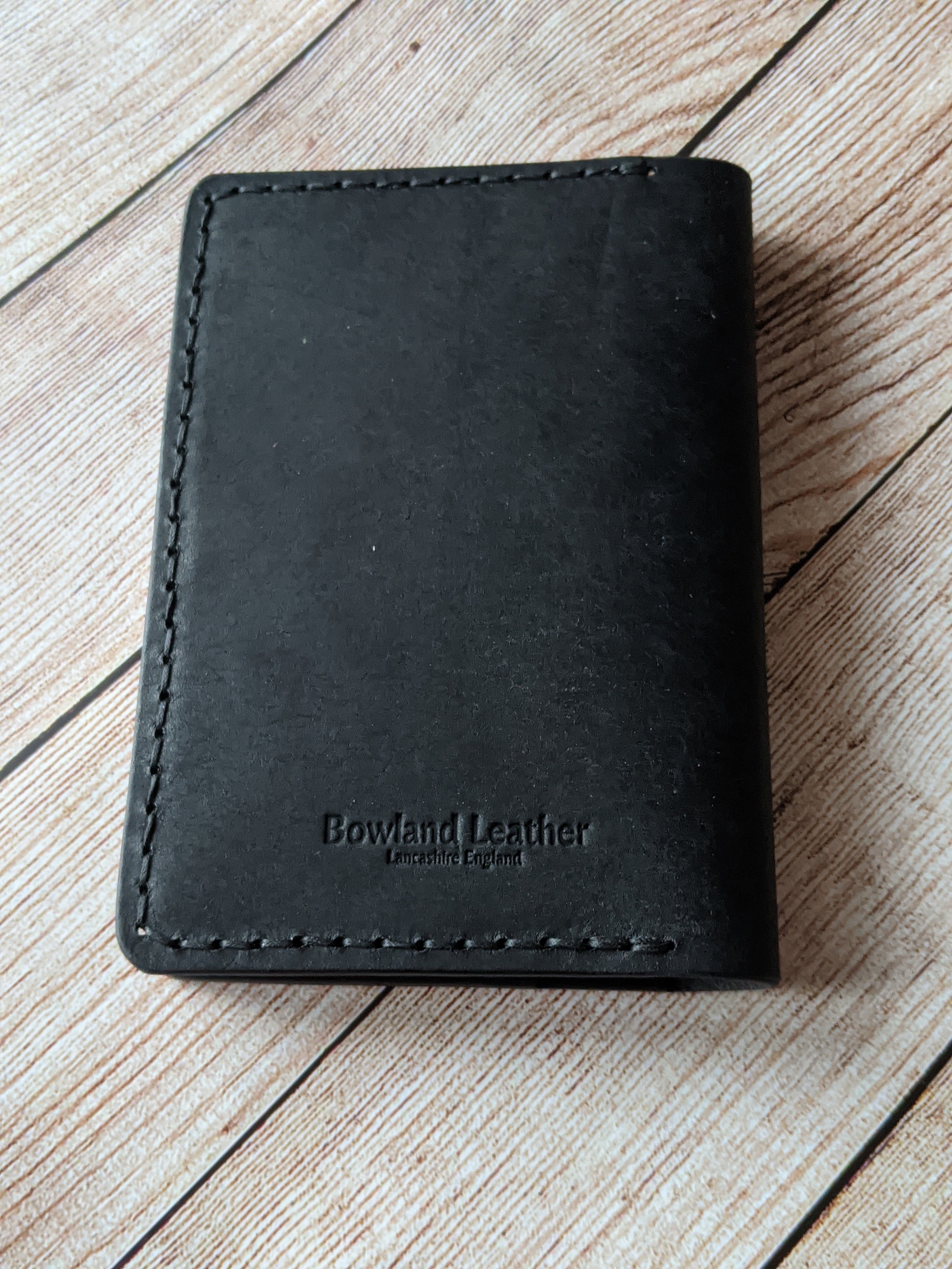 "Warner" Passport Case in Black Pueblo Italian Vegtan Leather with Black thread.