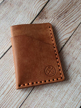 Load image into Gallery viewer, &quot;Altham&quot; Handmade Minimalistic Wallet/Card Holder in Cognac &quot;Pueblo&quot; Italian Vegtan Leather with Orange Thread
