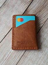 Load image into Gallery viewer, &quot;Altham&quot; Handmade Minimalistic Wallet/Card Holder in Cognac &quot;Pueblo&quot; Italian Vegtan Leather with Orange Thread
