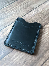Load image into Gallery viewer, &quot;Arden&quot; Handmade Leather Minimalist Wallet/Cardholder in Black Idro Kansas water resistant leather with Black thread.
