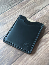 Load image into Gallery viewer, &quot;Arden&quot; Handmade Leather Minimalist Wallet/Cardholder in Black Idro Kansas water resistant leather with Black thread.
