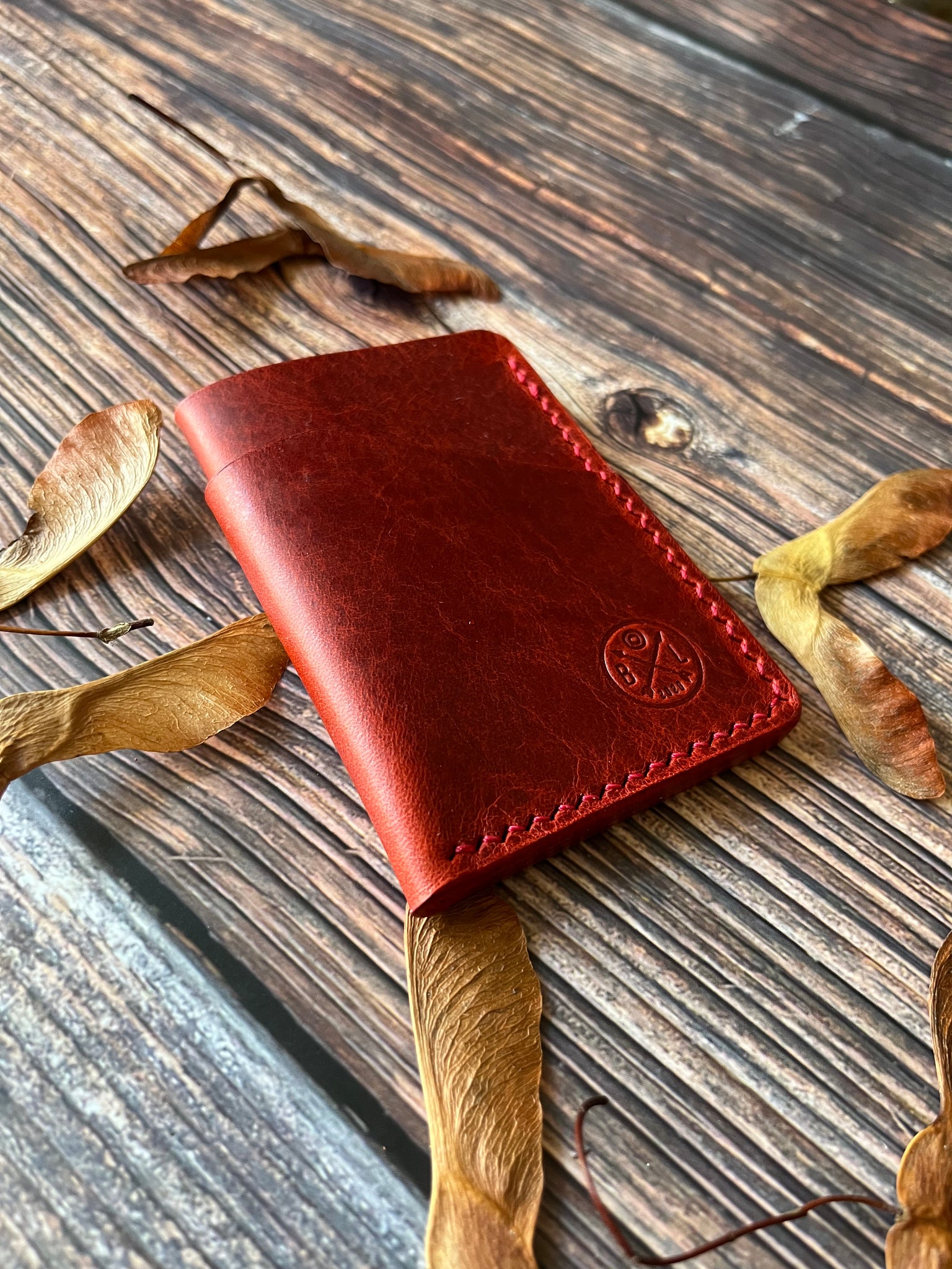 Altham Handmade Leather Minimalist Wallet/Cardholder Red