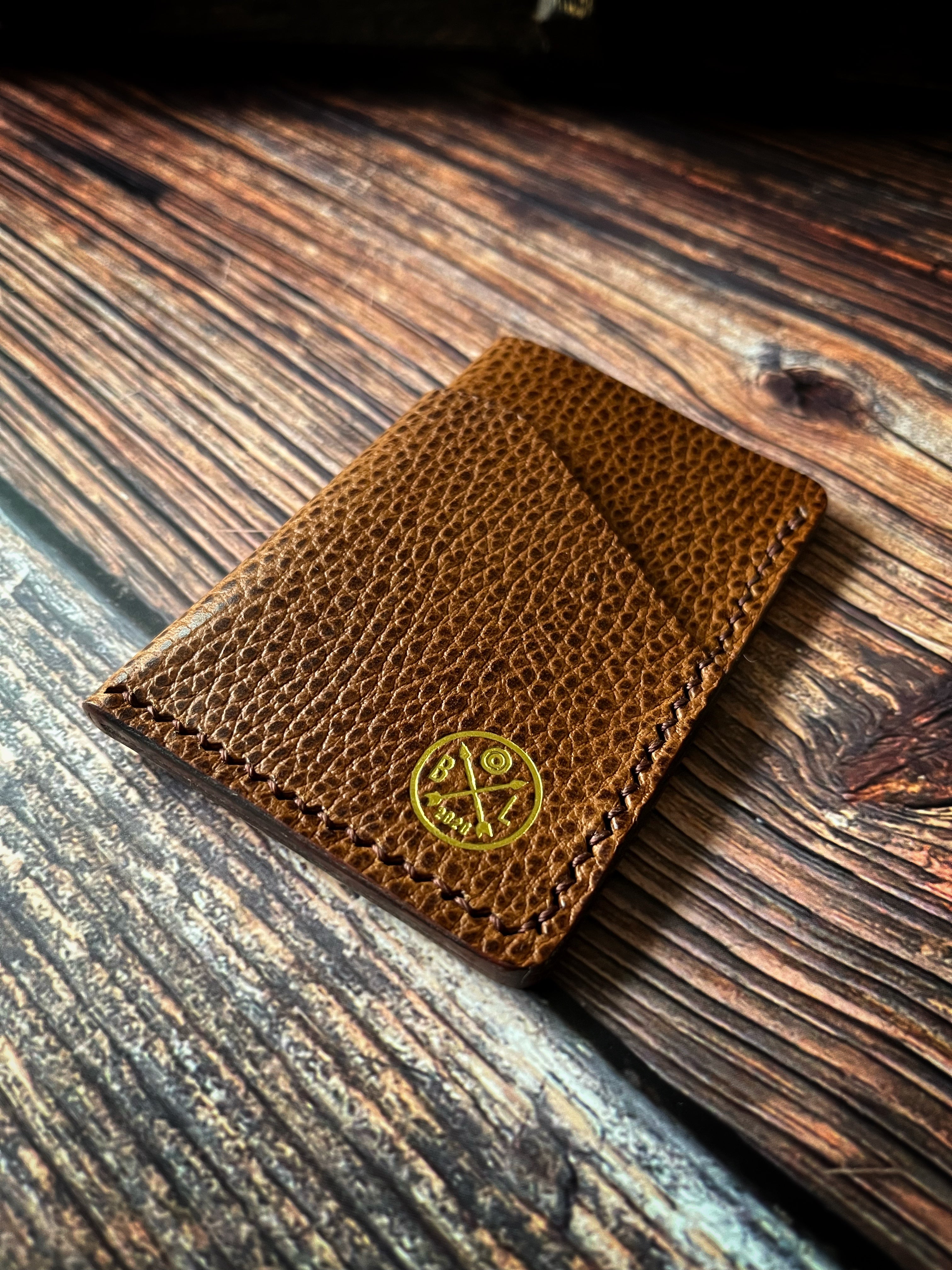 "Altham" Handmade Minimalistic Wallet/Card Holder in Cognac Dollaro Leather.