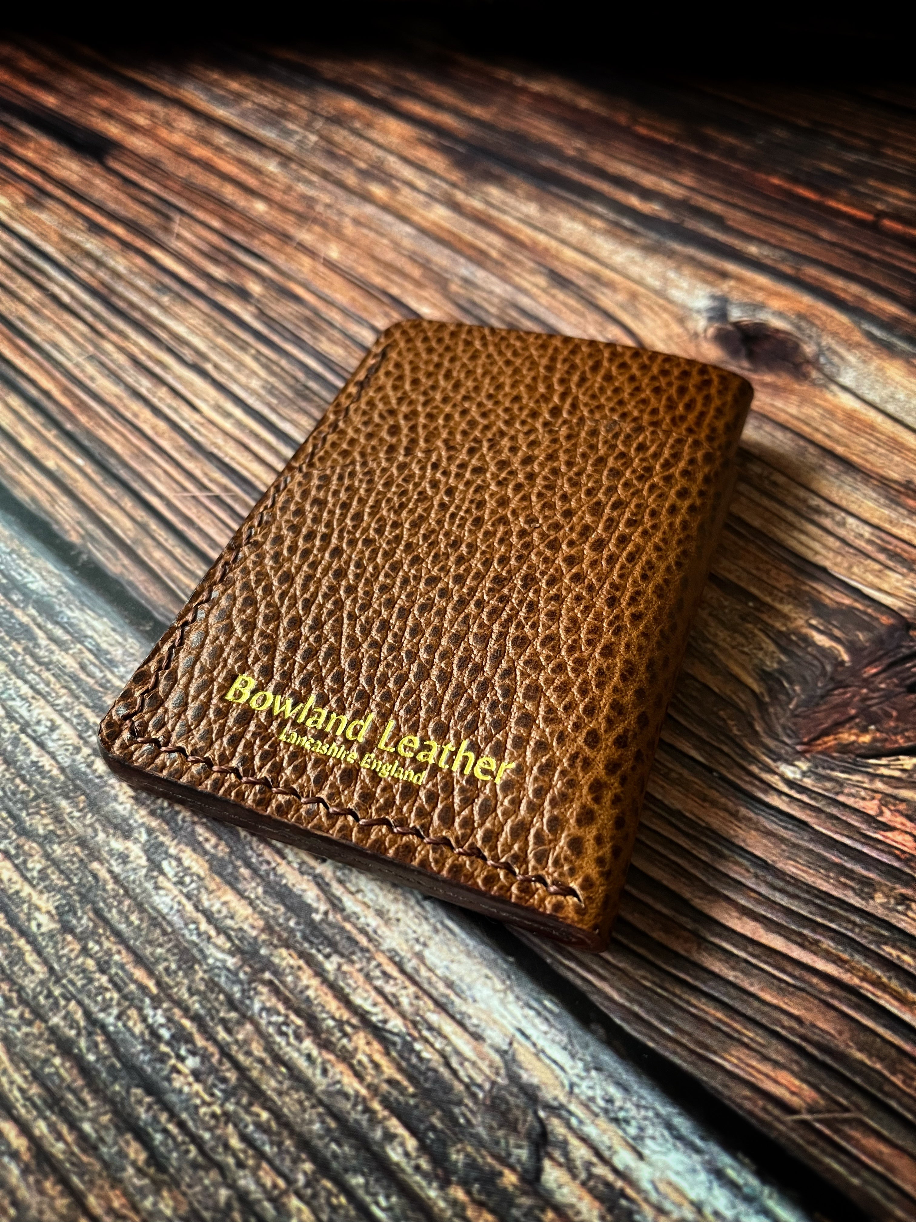 "Altham" Handmade Minimalistic Wallet/Card Holder in Cognac Dollaro Leather.