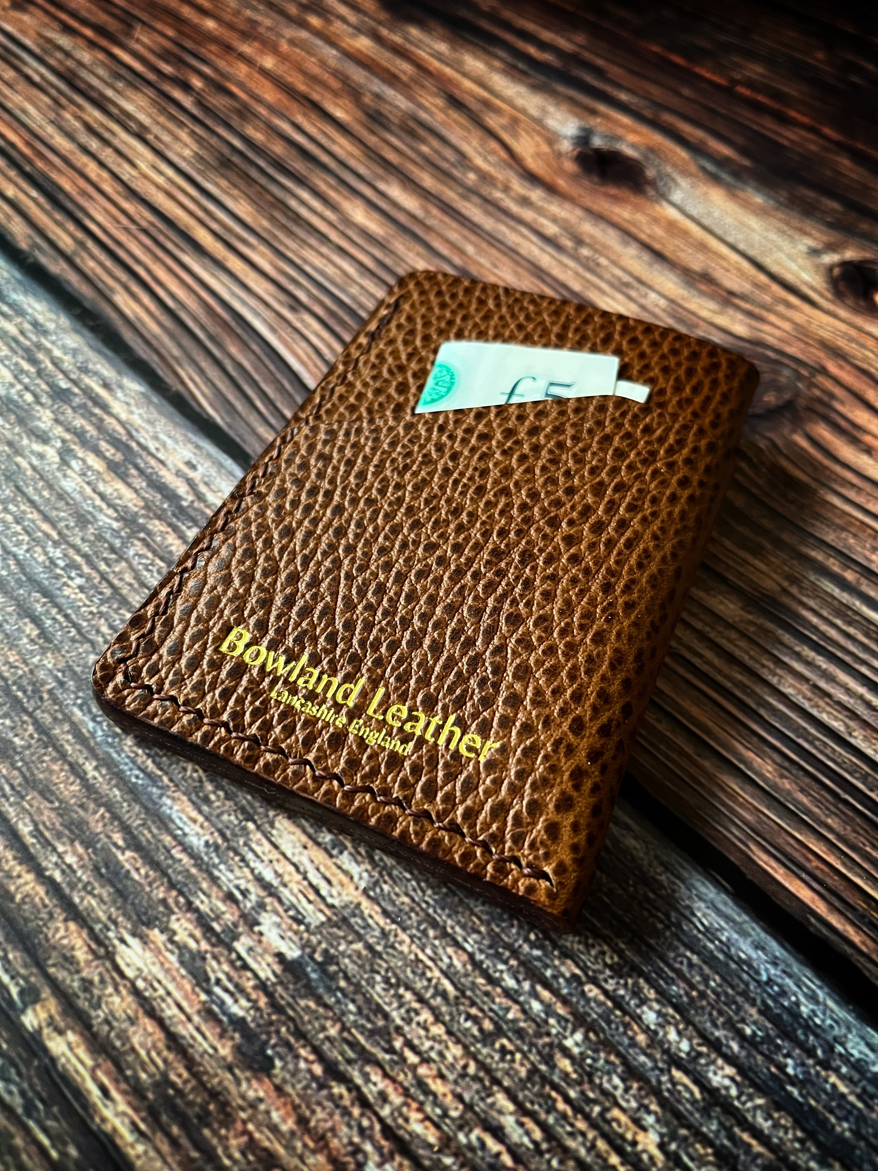 "Altham" Handmade Minimalistic Wallet/Card Holder in Cognac Dollaro Leather.