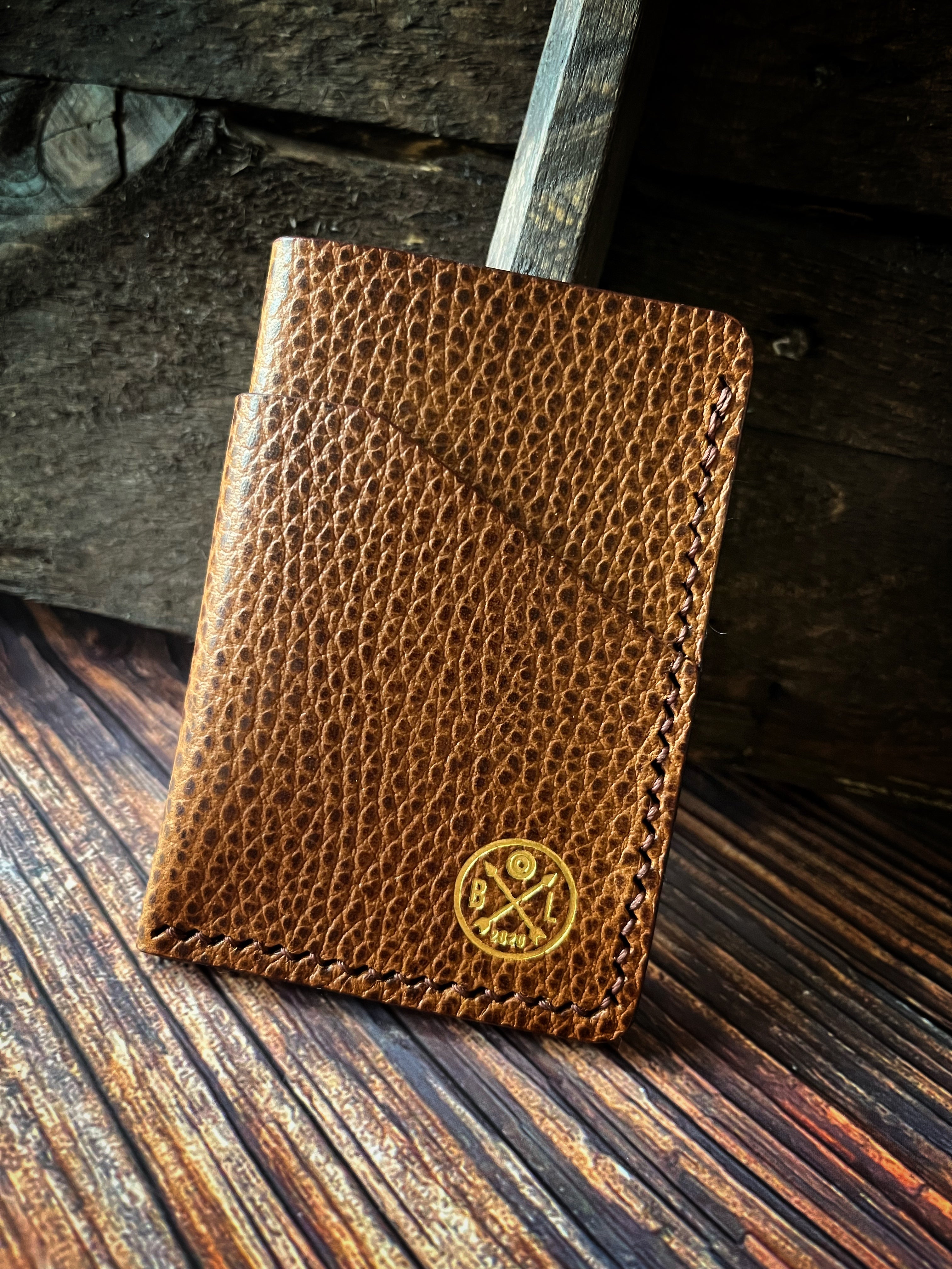 "Altham" Handmade Minimalistic Wallet/Card Holder in Cognac Dollaro Leather.